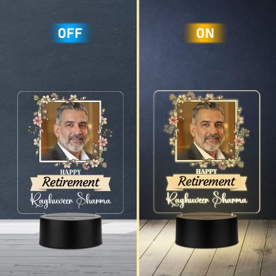 Personalized Happy Retirement LED Lamp with Photo Frame Retirement Gift for Teacher, Professor, Boss, Lawyer Nurse & Doctor Warm White Light & USB Powered